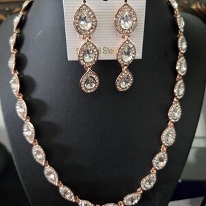 Elegant Rose Gold and Silver Jewelry Set